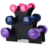Dumbbell Set with Stand  1/2/3 KG Pink / Navy / Purple