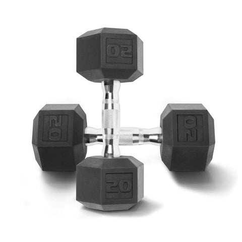 Rubber Hex Dumbbell Set 20lb Pairs