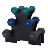 Dumbbell Set with Stand 1/1.5/2 KG Green / Navy / Grey