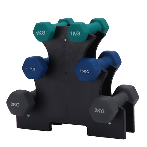 Dumbbell Set with Stand 1/1.5/2 KG Green / Navy / Grey