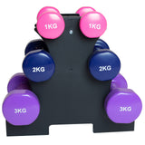 Dumbbell Set with Stand  1/2/3 KG Pink / Navy / Purple