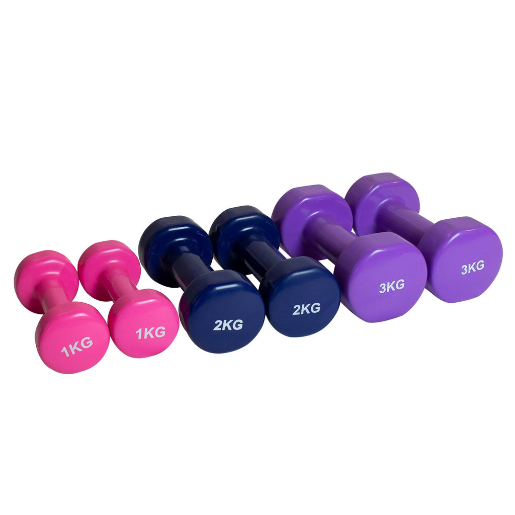 Dumbbell Set with Stand 1/2/3 KG Pink / Navy / Purple – MENCIRO