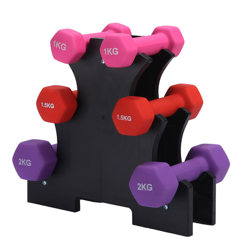 Dumbbell Set with Stand 1/1.5/2 KG Pink / Red / Purple